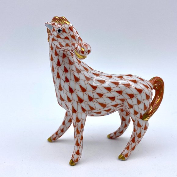 Herend Rare Zodiac Series rust Horse 2002 Figurine orange 3 x 2 7